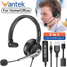 Professional USB Wired Headset with Noise-Canceling Microphone 3.5mm Earphone picture