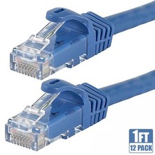 12x 1FT CAT6 RJ45 Ethernet LAN Network UTP Patch Cable Copper Wire 24AWG Blue picture