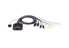 Aten Compact KVM Switch 2 Port Single Display Display Port w/ Audio Remote Po... picture