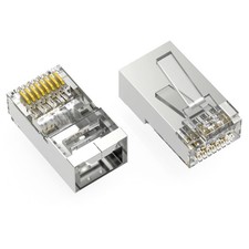 5 Pack of RJ45 CAT6A STP 100-Pack Feed Through Plug for Solid and Stranded 3-Pro picture