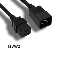 Kentek 10Ft IEC-60320 C19 to C20 Extension Power Cable 14AWG 15A Server UPS PDU picture
