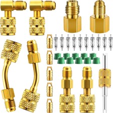 34 Pcs R410a Adapter Kit Mini Split Refrigerant Hose Connector Valve Core Rem... picture