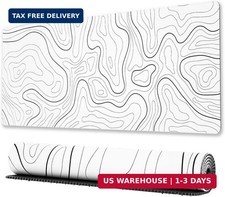 Large Gaming Mouse Pad with Stitched Edges, Minimalist Topographic Map Desk Mat, picture