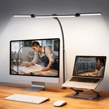 LED Desk Lamp for Office Home, 3 Head Adjustable Computer Monitor light Black picture