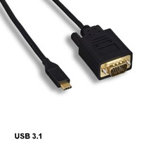 10PCS 3' USB 3.1 Type C to VGA HD15 Cable 1920x1200 for PC Smartphone TV Laptop picture