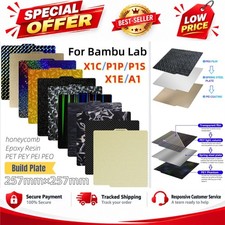 Bambu Lab A1 P1S X1C PEI Build Plate 257x257 Textured Spring Steel Sheet picture