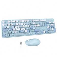 UBOTIE Colorful Wireless Keyboard and Mouse Combos, Retro Typewriter Floating picture