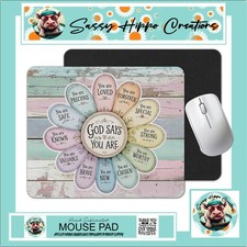 Mouse Pad GOD Says You Are Loved Sayings Flower Pastel Wood Anti Slip Easy Clean picture