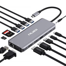 FALWEDI USB C Laptop Docking Station, 14 In 1 Type C Hub Multiport Adapter picture