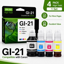 1 Set 4PK Compatible GI21 Ink Bottles for Canon PIXMA G3270 G4280 G4270 G1220 picture