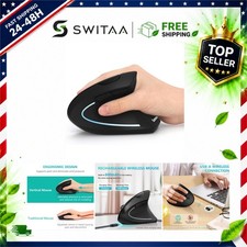 Lekvey Ergonomic Vertical Wireless Mouse Rechargeable 1600 DPI 6 Button PC picture