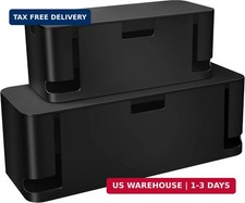 2 Pack Cable Management Box, Medium & XL, Power Strip Organizer Black | Hidden R picture