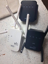 WiFi Repeater WiFi 6 PRP-A9 Dual-Band 2.4/5GHz RJ-45 Lot of 3 Black/White picture