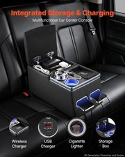 Universal Rear Bench Seat Center Console with 7-Color Ambient Lights, Wireless/U picture