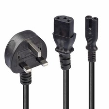 LINDY 30426 2.5 m UK Mains 3 Pin Plug to IEC C13 and C7 