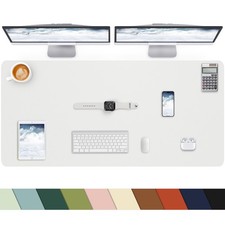 Ivory White Large Leather Desk Pad Protector Mouse Mat 48x24 Inch Office picture