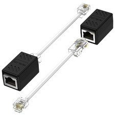 Phone Jack to Ethernet Cable Adapter, RJ45 8P8C Female to RJ11 6P4C Male for Lan picture