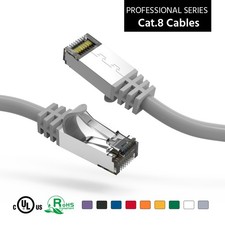 4Ft CAT8 S/FTP Ethernet Network Cable Gray 26AWG picture