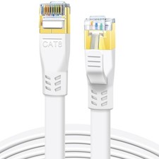 DDMALL CAT 8 Ethernet Cable 3ft, High Speed 40Gbps 2000MHz Flat 3 Feet, White  picture