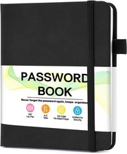 Password Keeper Book with Alphabetical Tabs Compact Password Notebook Black picture