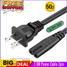1.5M IEC C7 Power Cable 2 Pin US Plug Figure 8 Cord for Laptop Printer PS4 Xbox picture