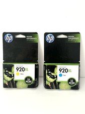 Genuine HP 920 XL Yellow & Cyan Ink Printer Cartridge New Exp 03/2015 picture