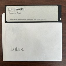 Lotus Works program Floppy Disk, 5.25” Floppy software vintage 1990 Release 1.0 picture