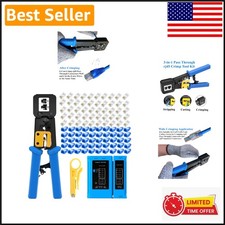 Professional RJ45 Crimping Tool Set with 50 Pass-Through Connectors and Tester picture