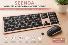 Seenda Slim Wireless Keyboard & Mouse Combo Rechargeable Rose Gold USB 2.4G picture