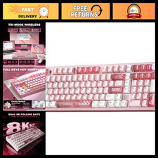 Wireless Mechanical Keyboard - Aluminum, Pink, Candy Switch, RGB Backlit, Compac picture