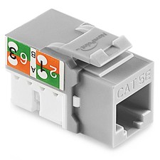 NavePoint 90 Degree Cat5e Keystone Jack, RJ45 Ethernet, Type 110 Gray, 25-Pack picture