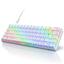 61 Key 60% Mechanical Gaming Keyboard, RGB Backlit, Hot Swappable, White picture