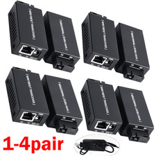 Fiber Media Converter Gigabit 100/1000Mbps SC to RJ45 20KM 1-4Pair With Sockets picture