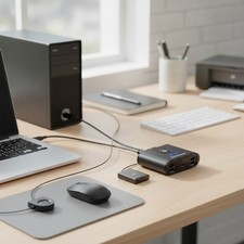 USB 2.0 4-Port Switching Hub for Seamless 2 PC Device Sharing - Remote Included picture