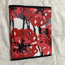 Thirty One Black RED Floral Tote a Tablet Case iPad 9x7 With Pockets & Paper picture