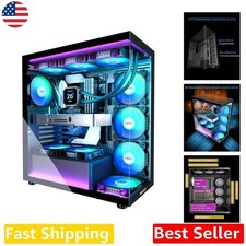 ATX Computer Case: Black, 7 PWM ARGB Fans, Dual Tempered Glass, Type-C picture