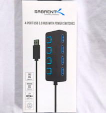 Sabrent 4-Port USB 3.0 Hub USB-A 1:4 w/ Power Switches Black HB-UM43 picture