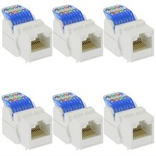 6Pcs Cat6 RJ45 Ethernet LAN Network Keystone Jack Tool Less Snap In Insert White picture