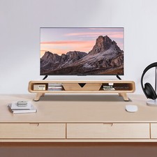 Wooden Bamboo Monitor Stand Desktop Laptop Desk 24*7.9*4.5Inch With Drawer picture