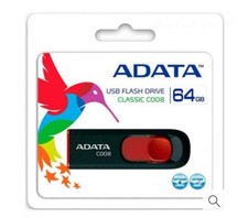 ADATA C008 64GB USB 2.0 Retractable Flash Drive (Black/Red) (AC008-64G-RKD) picture
