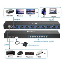 1U Rackmount KVM Console VGA 8 Port + 8 KVM Cables, 8X1 USB VGA KVM Switch + 4 picture