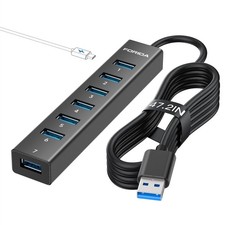 Aluminum Alloy 8Port USB Hub Splitter 7USB3.0 5V/3A TypeC 47 Inch Black picture