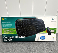 Logitech Cordless Desktop EX 100 Wireless Keyboard & Mouse Combo Works Open Box picture