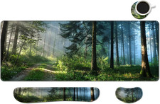 Gaming Mouse Pad and Keyboard Wrist Rest Set, Memory Foam, XXL Desk Mat, Non picture
