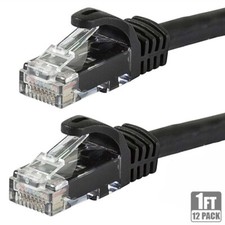 12x 1FT CAT6 RJ45 Ethernet LAN Network UTP Patch Cable Copper Wire 24AWG Black picture