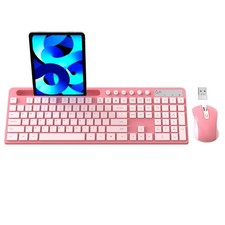 Sakura Pink 2.4G Ergonomic Wireless Keyboard And Silent Mouse Combo Holder Kit picture