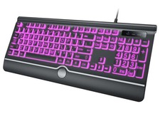 Wired Backlit Large Print Keyboard 7Color Light Up Wrist Rest Oversize Keys picture