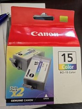Genuine Canon BCI-15 Color Ink Cartridge Twin Pack New OEM Sealed picture