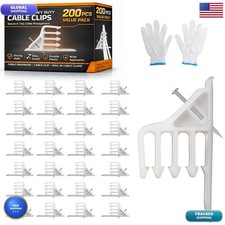 Multi-Cable Staples 200 Pack White Electrical Wire Stackers Steel Nails picture