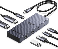 UGREEN 7 in 1 Docking Station Dual Monitor, USB C Hub Dual 4K@60Hz HDMI Display, picture